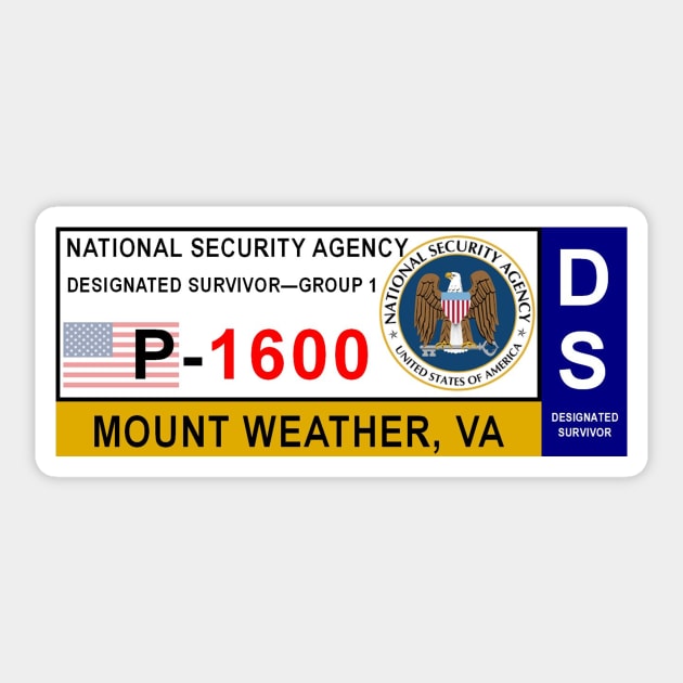 Mount Weather Vehicle Access Pass - Designated Survivor Sticker by Starbase79